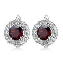 Load image into Gallery viewer, 4.73Ct Round Natural Red Garnet Wedding Earrings 925 Sterling Silver Gemstone Stud Earrings For Women Fine Jewelry - Shop &amp; Buy
