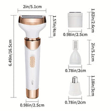 Load image into Gallery viewer, 4-in-1 Women&#39;s Electric Razor - Wet &amp; Dry Hair Remover For Pubic Hair, Eyebrow, Nose, Face, Legs, Underarms - Shop &amp; Buy

