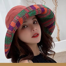 Load image into Gallery viewer, Women&#39;s Hat Bucket Hat Fashion All-match Four Seasons Big Brim Panama Basin cap Double-Sided Fisherman Hat
