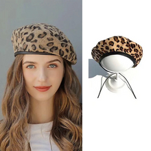 Load image into Gallery viewer, Women&#39;s Hat Cute Beret Vintage Hats For Women Leopard Felt Hat Beanie Woolen Winter Hat
