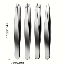 Load image into Gallery viewer, 4pcs Expert Stainless Steel Tweezers Set - Ultra-Precise Eyebrow &amp; Facial Hair Removal - Shop &amp; Buy
