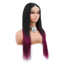 Load image into Gallery viewer, 4x4 1B 99j Ombre Burgundy Straight Human Hair Lace Front Wigs HD Transparent Lace Wigs for Black Women Pre Plucked - Shop &amp; Buy