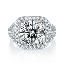 Load image into Gallery viewer, 5.0Ct 11mm Round Moissanite Halo Engagement Ring 925 Sterling Silver 18K White Gold Promise Rings For Women - Shop &amp; Buy
