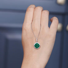 Load image into Gallery viewer, 5.22ct Square Cut Natural Green Agate Gemstones Pendant Necklace 925 sterling silver Fine Jewelry For Women - Shop &amp; Buy
