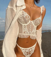 Load image into Gallery viewer, Fancy Lingerie Lace Ruffles Transparent Bra Embroidery Female Underwear High Quality Seamless Sexy Outfits For Woman
