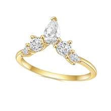 Load image into Gallery viewer, 585 14K 10K 18K Gold 925 Silver Ring 1.0DEW Chevron Style 1.97 DEW Pear Cut Delicate Moissanite Wedding band - Shop &amp; Buy
