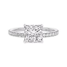 Load image into Gallery viewer, 18K Real Moissanite Rings Princess Cut D Color VVS1 8.0mm Au750 Etenity Diamond
