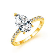 Load image into Gallery viewer, New D Color Moissanite Ring Pear Cut 3.0ct 925 Sterling Silver Pure 18K 14K 10K Gold Au585 Ring
