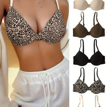 Load image into Gallery viewer, 5pcs Luxurious Leopard Print &amp; Solid T-Shirt Bras - Ultra-Comfortable, Breathable Push Up Design - Shop &amp; Buy

