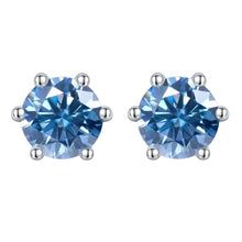 Load image into Gallery viewer, 6 Prong Round Studs Earrings 925 Sterling Silver 5mm Pink Blue Color Moissanite Gold Earrings For Women Wedding - Shop &amp; Buy
