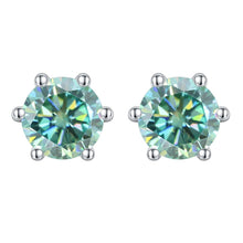 Load image into Gallery viewer, 6 Prong Round Studs Earrings 925 Sterling Silver 5mm Pink Blue Color Moissanite Gold Earrings For Women Wedding - Shop &amp; Buy