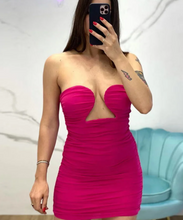 Load image into Gallery viewer, Stacked Ruched Strapless Bodycon Dress Women Sleeveless Skinny Stretchy Elegant Party Vacation Birthday Clubwear
