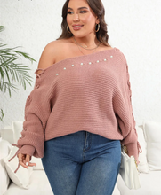 Load image into Gallery viewer, Winter Sexy Off The Shoulder Plus Size Sweater Women Large Pullover Lady Loose Oversize Jumper Big Jerseys Curvy Knitwear
