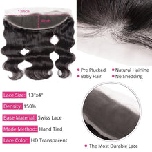 Load image into Gallery viewer, 6x6 HD Lace Closure Body Wave 13x4 13x6 HD Transparent Lace Frontal Only Remy Human Hair PrePlucked Hairline Baby Hair For Women - Shop &amp; Buy