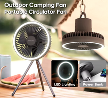 Load image into Gallery viewer, Rechargeable Desktop Portable Circulator Wireless Ceiling Electric Fan with Power Bank LED Lighting 10000mAh 4000mAh Camping Fan
