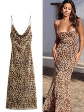 Load image into Gallery viewer, Summer New Woman Dress Leopard Print Sleeveless Vintage Slim Long Dresses Sexy Backless
