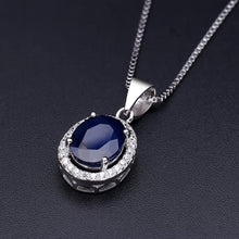 Load image into Gallery viewer, 8.08Ct Oval Natural Blue Sapphire Gemstone Jewelry Set 925 Sterling Silver Pendant Earrings Ring Sets For Women - Shop &amp; Buy
