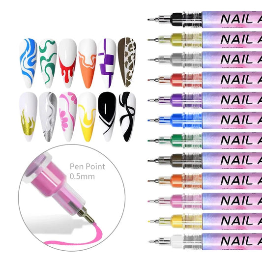 1 Set Nail Art Drawing Pen Graffiti Nail Painting Pen Waterproof Draw Liner DIY 3D Abstract Line Nail Art Beauty Tool Manicure