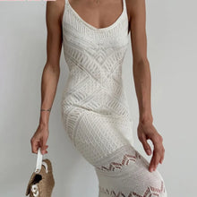 Load image into Gallery viewer, Spaghetti Straps Maxi Crochet Dress For Women Summer Hollow Out Vacation Beach Boho V Neck Long Dresses
