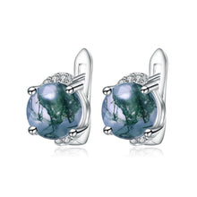 Load image into Gallery viewer, 8mm Round Natural Moss Agate Studs Earrings in 925 Sterling Silver Dainty Gemstone Earrings Gift For Her - Shop &amp; Buy