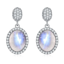 Load image into Gallery viewer, 8X10mm Natural Milky Blue Moonstone Dangle Earrings 925 Sterling Silver Earrings For Women Wedding Fine Jewelry - Shop &amp; Buy
