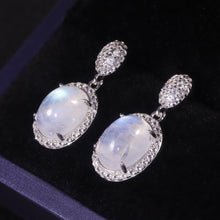 Load image into Gallery viewer, 8X10mm Natural Milky Blue Moonstone Dangle Earrings 925 Sterling Silver Earrings For Women Wedding Fine Jewelry - Shop &amp; Buy
