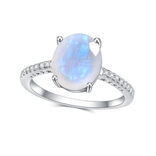 Load image into Gallery viewer, 8X10mm Vintage Milky Blue Moonstone Engagement Ring Promise Bridal Ring in 925 Sterling Silver Gift For Her - Shop &amp; Buy
