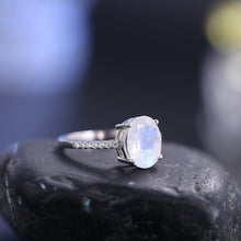 Load image into Gallery viewer, 8X10mm Vintage Milky Blue Moonstone Engagement Ring Promise Bridal Ring in 925 Sterling Silver Gift For Her - Shop &amp; Buy
