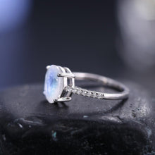 Load image into Gallery viewer, 8X10mm Vintage Milky Blue Moonstone Engagement Ring Promise Bridal Ring in 925 Sterling Silver Gift For Her - Shop &amp; Buy