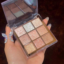 Load image into Gallery viewer, 9-Color Glitter Eyeshadow Palette - Vibrant Shades with Sparkling Sequin Finish - Shop &amp; Buy
