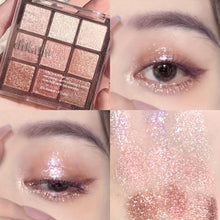Load image into Gallery viewer, 9-Color Glitter Eyeshadow Palette - Vibrant Shades with Sparkling Sequin Finish - Shop &amp; Buy
