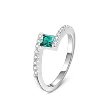 Load image into Gallery viewer, 925 Sterling Silver Created Gemstone 1.0 Carat Emerald Gemstone Birthstone Wedding Engagement Ring
