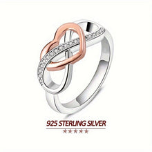 Load image into Gallery viewer, 925 Silver Intersecting Hearts Ring - Sparkling Zirconia Pave, Hypoallergenic Band - Shop &amp; Buy
