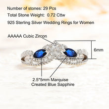 Load image into Gallery viewer, 925 Silver Vintage Crown Wedding Rings for Women Marquise Blue Sapphire Cubic Zircon Eternity Band Jewelry - Shop &amp; Buy
