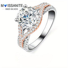 Load image into Gallery viewer, 925 Sterling Silver 2 Carat Moissanite Engagement Ring, Two-Tone Design, for Proposals &amp; Anniversaries - Shop &amp; Buy
