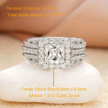Load image into Gallery viewer, 925 Sterling Silver 3Ct Wedding Rings Set for Women Princess Cut Engagement Ring Open Enhancer Band Cubic Zircon Jewelry - Shop &amp; Buy
