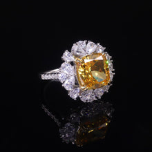 Load image into Gallery viewer, 925 Sterling Silver Antique Style Art Deco Ring Diamond-fire CZ- Fancy Vivid Yellow Engagement Wedding Ring - Shop &amp; Buy
