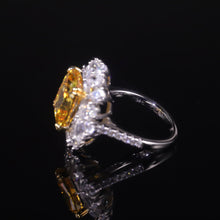 Load image into Gallery viewer, 925 Sterling Silver Antique Style Art Deco Ring Diamond-fire CZ- Fancy Vivid Yellow Engagement Wedding Ring - Shop &amp; Buy
