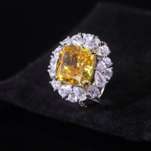 Load image into Gallery viewer, 925 Sterling Silver Antique Style Art Deco Ring Diamond-fire CZ- Fancy Vivid Yellow Engagement Wedding Ring - Shop &amp; Buy
