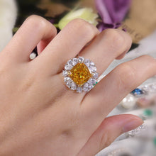 Load image into Gallery viewer, 925 Sterling Silver Antique Style Art Deco Ring Diamond-fire CZ- Fancy Vivid Yellow Engagement Wedding Ring - Shop &amp; Buy
