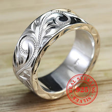 Load image into Gallery viewer, 925 Sterling Silver Artisan Crafted Carved Leaf and Flower Bohemian Wide Band Ring - Shop &amp; Buy
