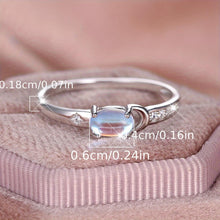 Load image into Gallery viewer, 925 Sterling Silver Band Ring Inlaid Shiny Moonstone Elegant Finger Ring Jewelry Engagement Ring - Shop &amp; Buy
