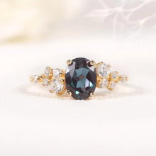 Load image into Gallery viewer, 925 Sterling Silver Birthstone Ring Oval Alexandrite Vintage Engagement Ring Art Deco Unique Wedding Ring For Women - Shop &amp; Buy
