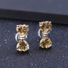 Load image into Gallery viewer, 925 Sterling Silver Bow-knot Stud Earrings 3.13Ct Natural Heart Citrine Gemstone Earrings for Women Fine Jewelry - Shop &amp; Buy
