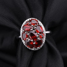 Load image into Gallery viewer, 925 Sterling Silver Cocktail Ring Natural Red Garnet Gemstone Engagement Rings For Women Fine Jewelry - Shop &amp; Buy