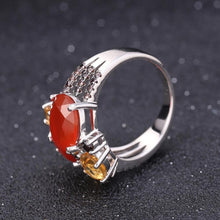 Load image into Gallery viewer, 925 Sterling Silver Colorful Candy Jewelry Set Natural Red Garnet Citrin Ring Earrings Sets For Women Fine Jewelry - Shop &amp; Buy
