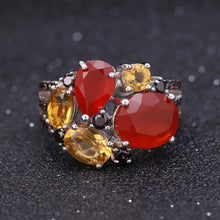Load image into Gallery viewer, 925 Sterling Silver Colorful Candy Jewelry Set Natural Red Garnet Citrin Ring Earrings Sets For Women Fine Jewelry - Shop &amp; Buy