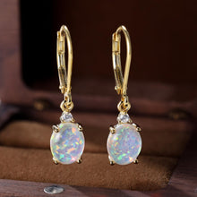 Load image into Gallery viewer, 925 Sterling Silver Dangle Earrings - Sparkling Opal In Egg Shape, Multi-Color Options for Daily Wear &amp; Parties - Shop &amp; Buy
