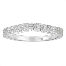 Load image into Gallery viewer, 925 Sterling Silver Double Curved Wedding Band Half Eternity Stackable Rings for Women - Shop &amp; Buy
