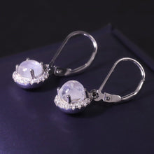 Load image into Gallery viewer, 925 Sterling Silver Earrings Natural Milky Blue Moonstone Leverback Dangle Earrings For Women Wedding Fine Jewelry - Shop &amp; Buy
